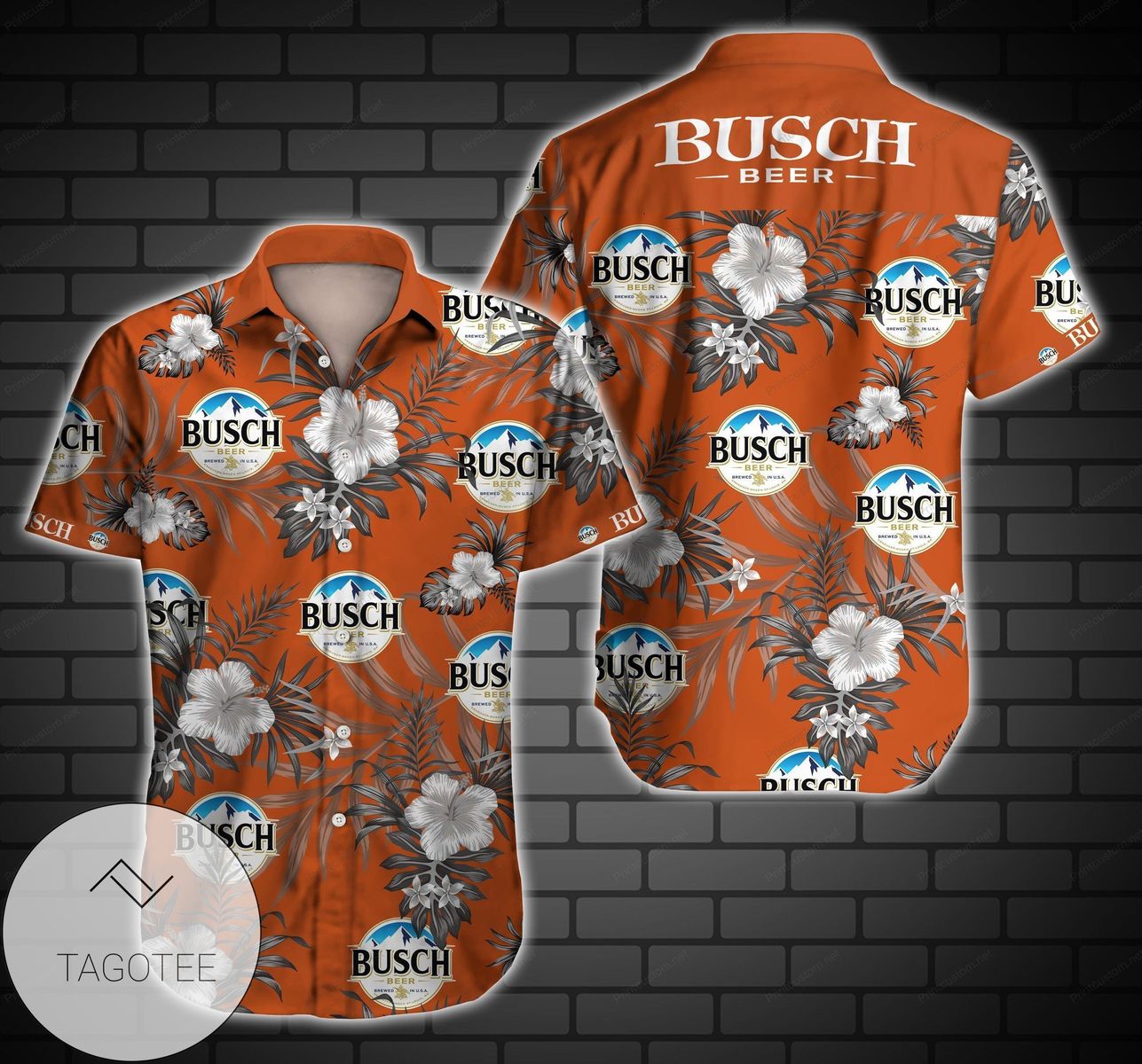 Busch Hunting Mallard Hawaiian II Graphic Print Short Sleeve Hawaiian Casual Shirt