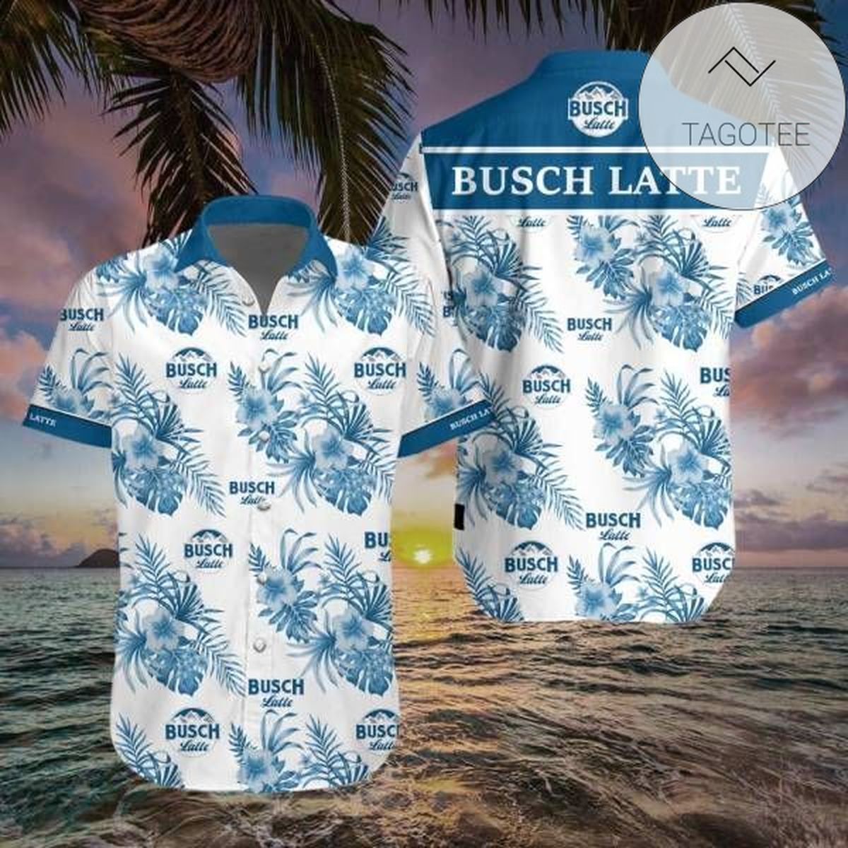 Busch Hunting Mallard Hawaiian Graphic Print Short Sleeve Hawaiian Casual Shirt