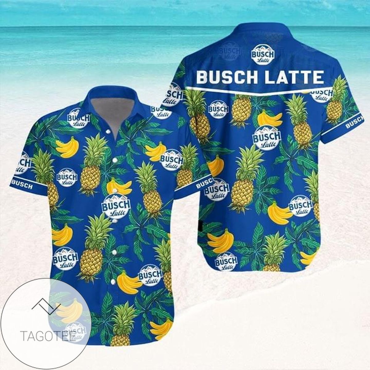 Busch Latte Beer Summer Beach Hawaiian Graphic Print Short Sleeve Hawaiian Casual Shirt