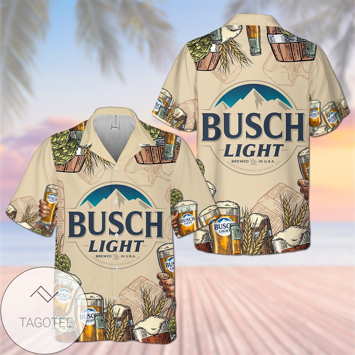 Busch Light All Over Print 3D Hawaiian Shirt – Navy