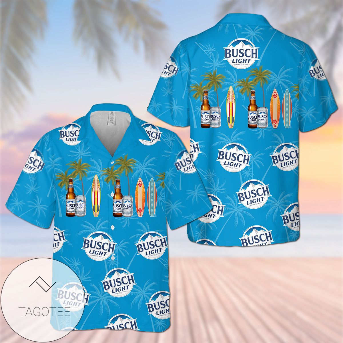 Busch Light All Over Print 3D Hawaiian Shirt – Beige