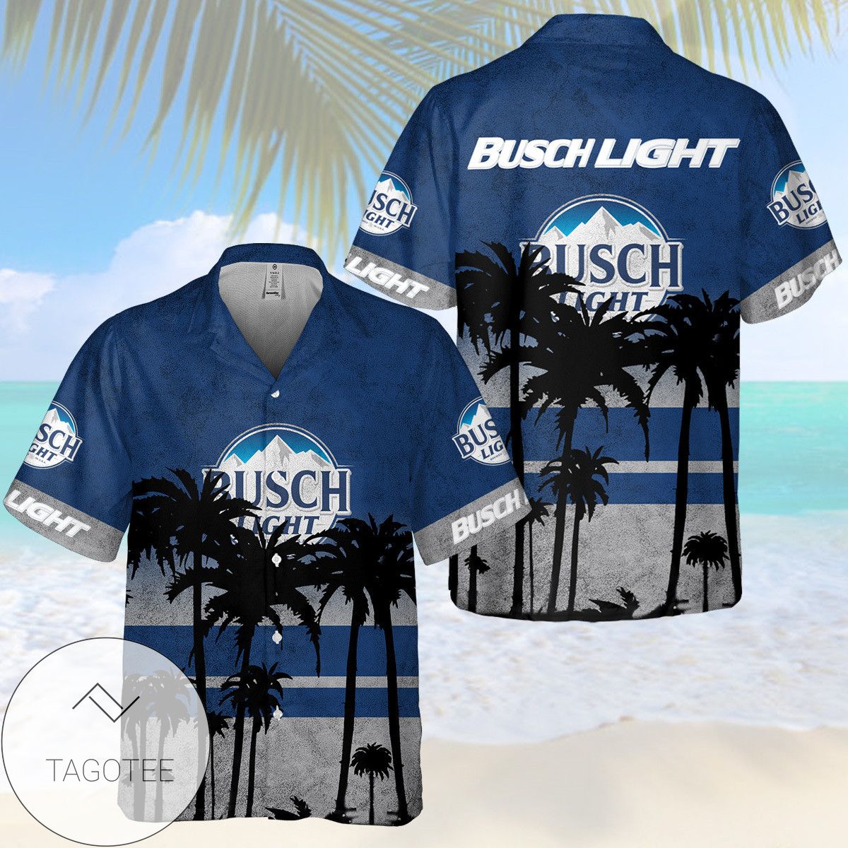 Busch Light All Over Print 3D Hawaiian Shirt – White & Blue