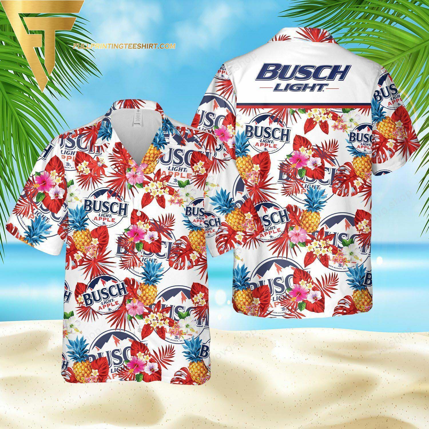 Busch Light Beer All Over Print Aloha Floral Summer Vacation Hawaiian Shirt And Beach Shorts