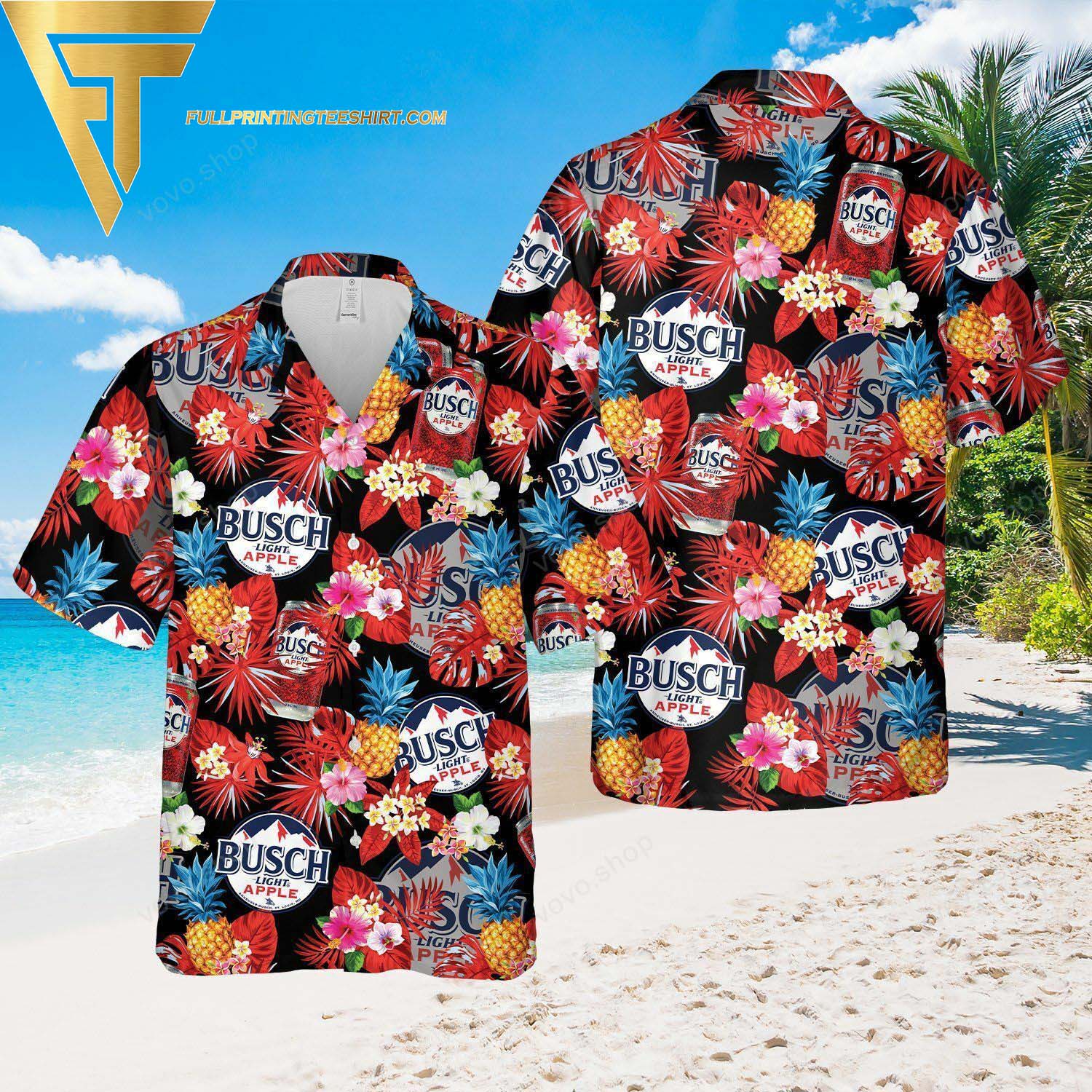 Busch Light Apple pineapple Floral Hawaiian Shirt And Beach Shorts