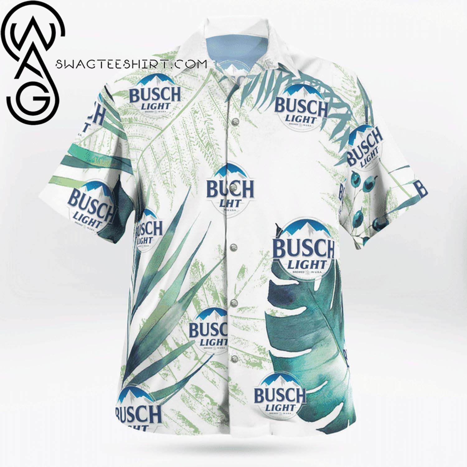 Busch Light Apple Floral Hawaiian Shirt And Beach Shorts