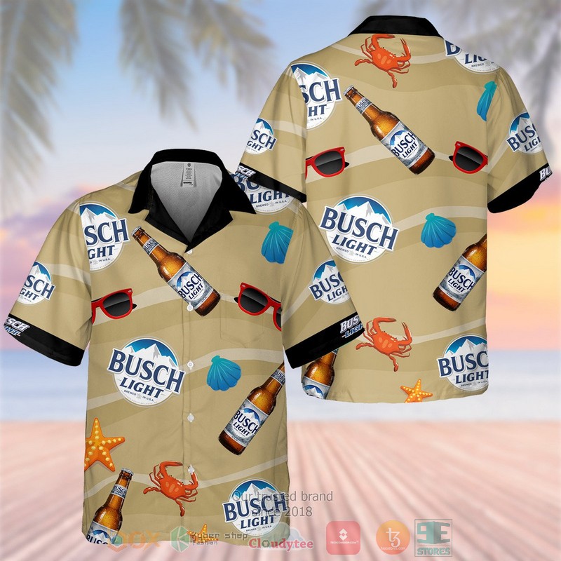 Busch Light Beer khaki Hawaiian shirt