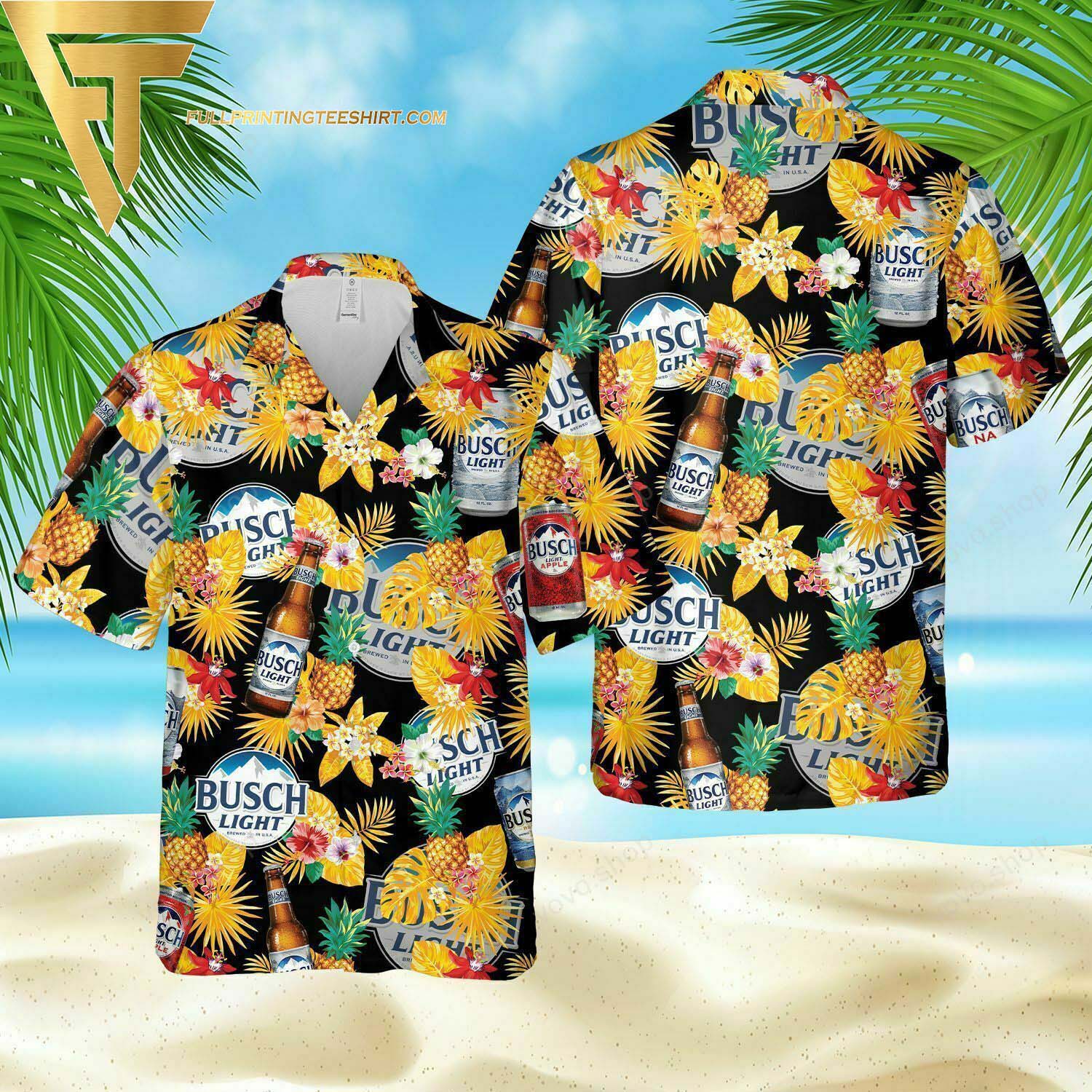 Busch Light Funny Pineapple All Over Print Aloha Hawaiian Shirt And Beach Short