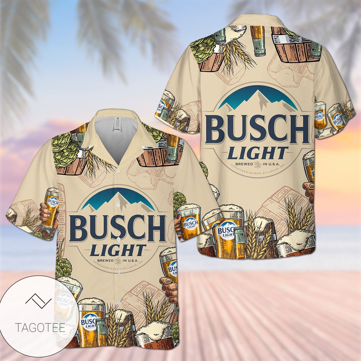 Busch Light Funny Corn All Over Print 3D Unisex Hawaiian Shirt And Beach Short – Green