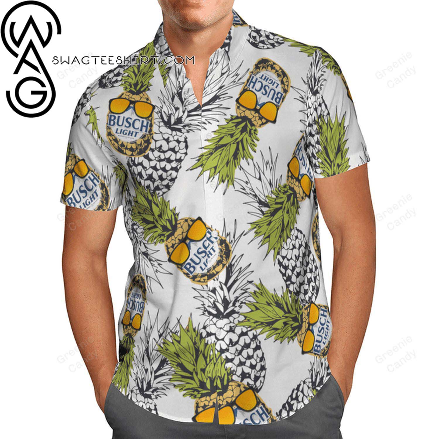 Busch Light Beer pineapple Hawaiian Shirt And Beach Shorts