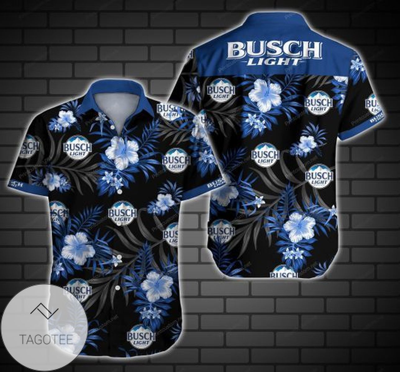 Busch light Night Hawaiian Graphic Print Short Sleeve Hawaiian Shirt