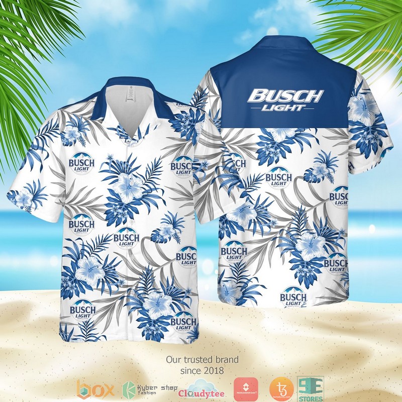 Busch Light Hibiscus Navy Hawaiian Shirt