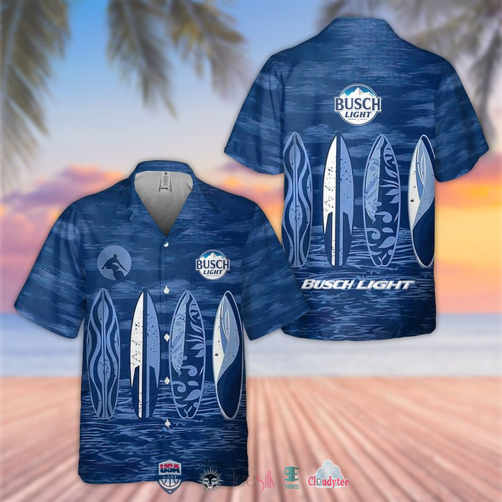 Busch Light Smoke Skull Hawaiian Shirt