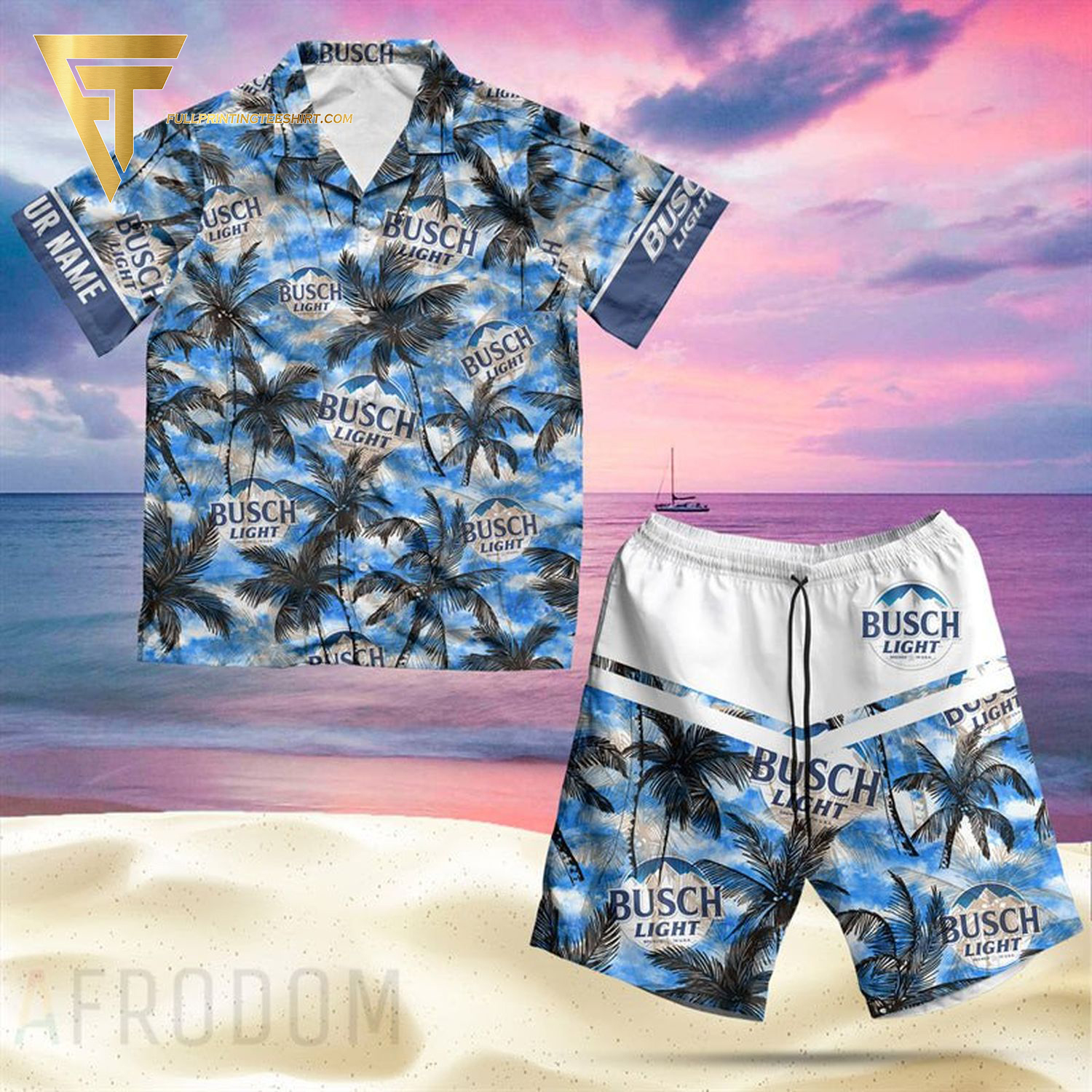 Boeing 747-409 dreamlifter all over print hawaiian shirts and beach shorts