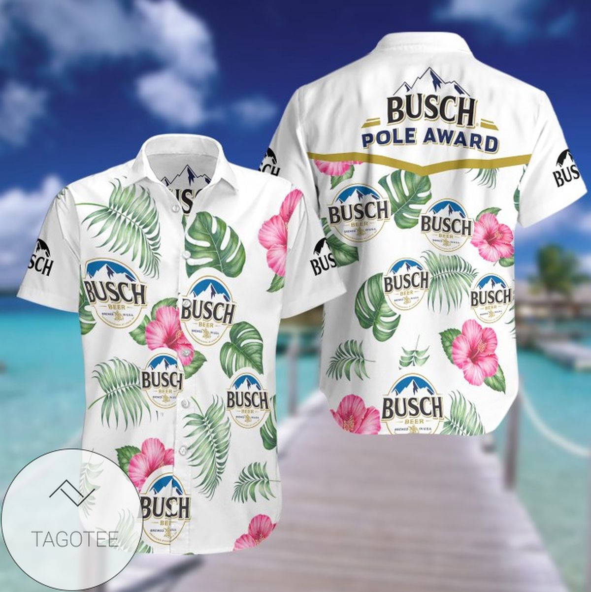 Busch light Night Hawaiian Graphic Print Short Sleeve Hawaiian Shirt