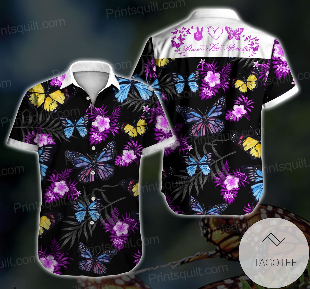 Butterflies Mens Hawaiian Shirt Butterflies Button Up Shirt