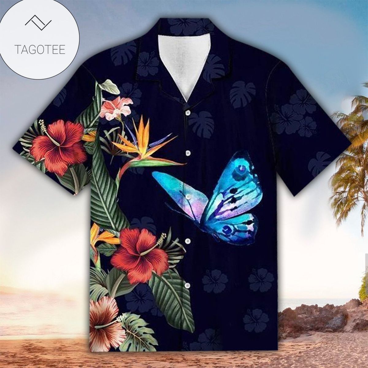 Butterfly Gold Heart  Your Wings Were Ready But My Heart Was Not For Men And Women Graphic Print Short Sleeve Hawaiian Casual Shirt