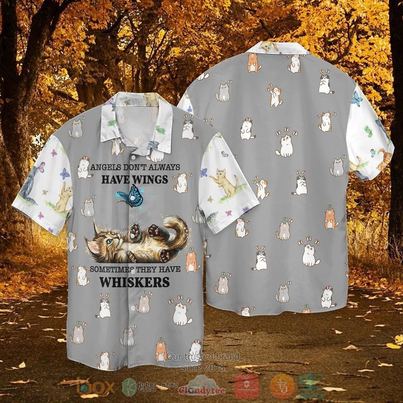 Butterfly With Cat Angels Do Not Always Have Wings Sometimes They have Whiskers Hawaiian Shirt