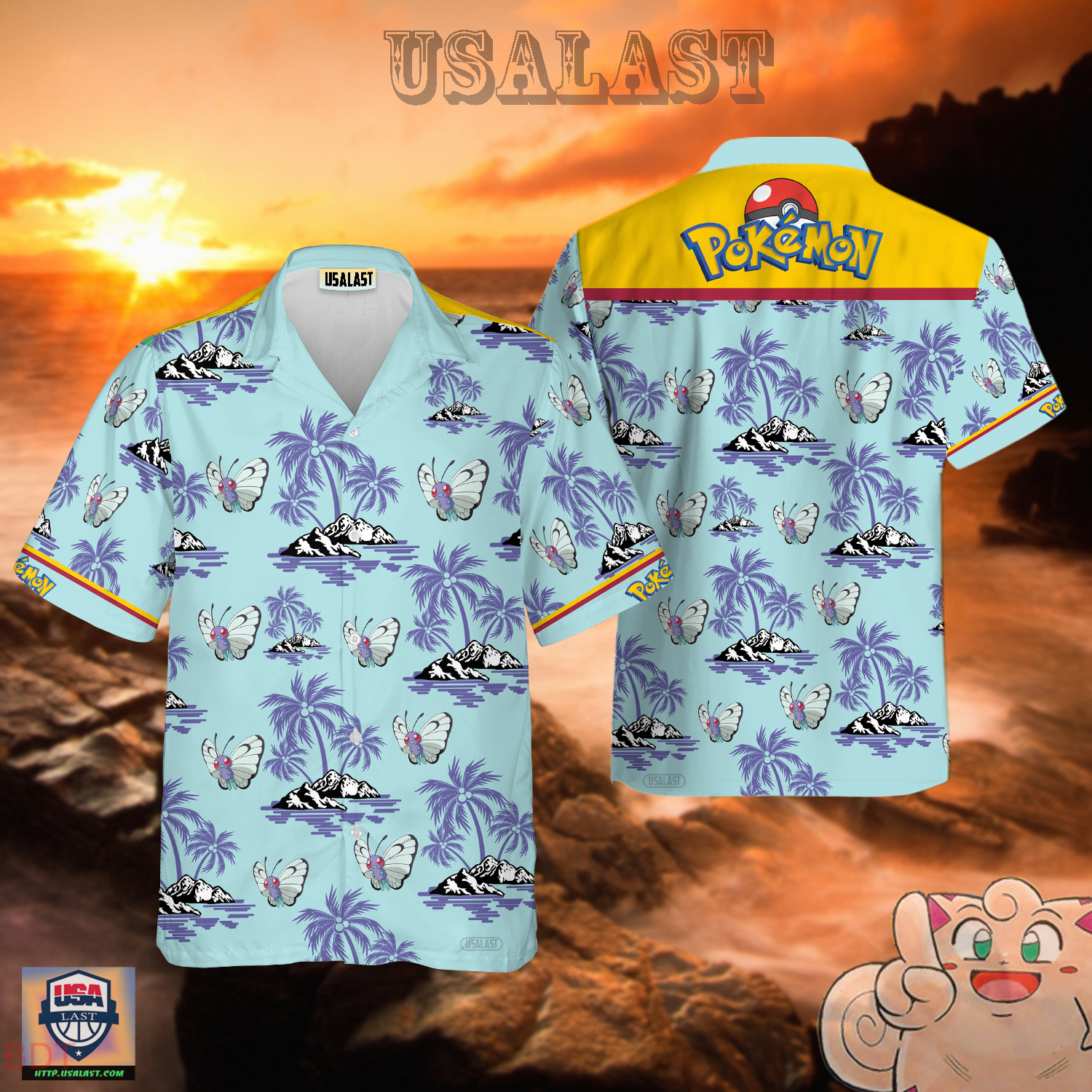 Butterfree Pokemon Hawaiian Shirt