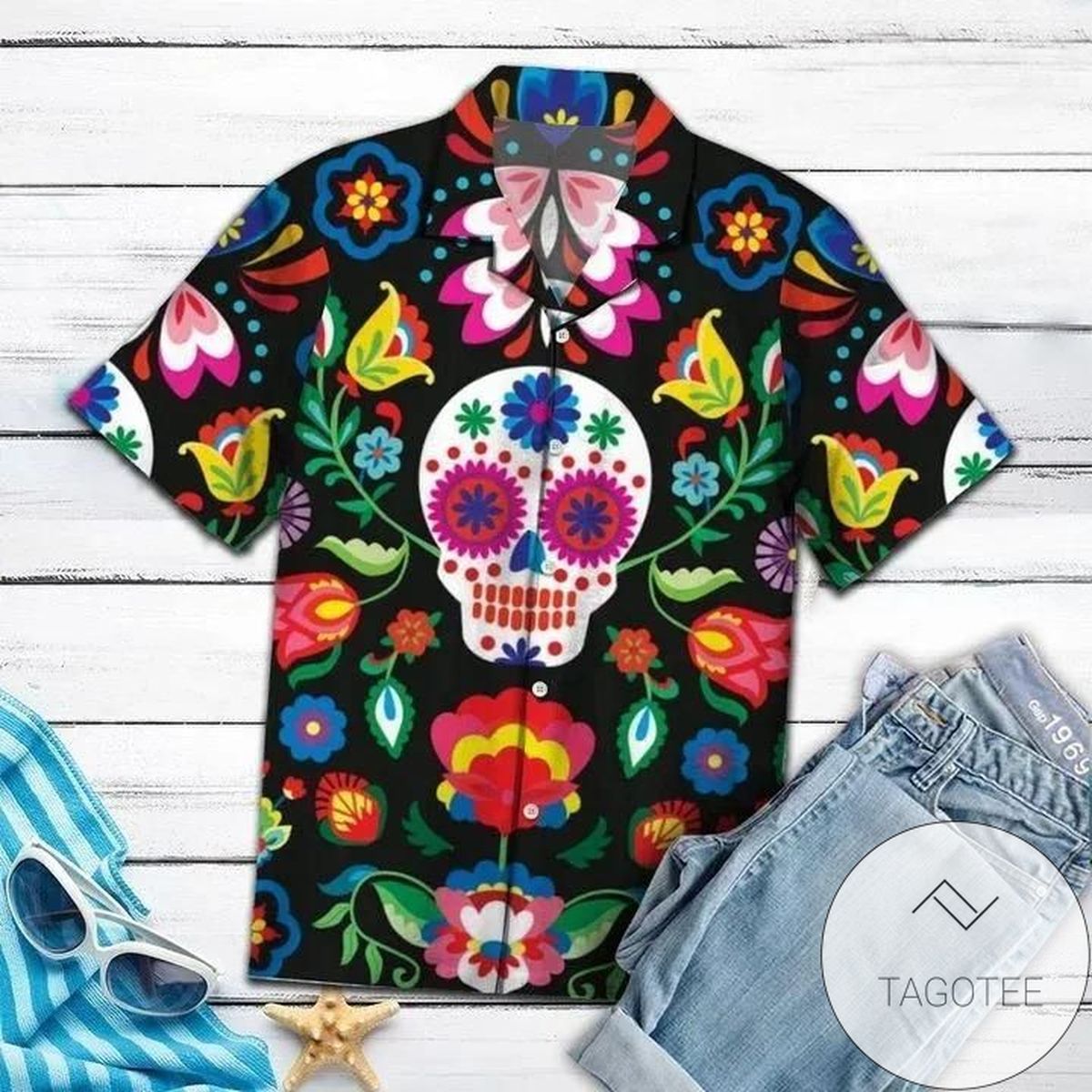 Buy Amazing Sugar Skull Authentic Hawaiian Shirt 2022