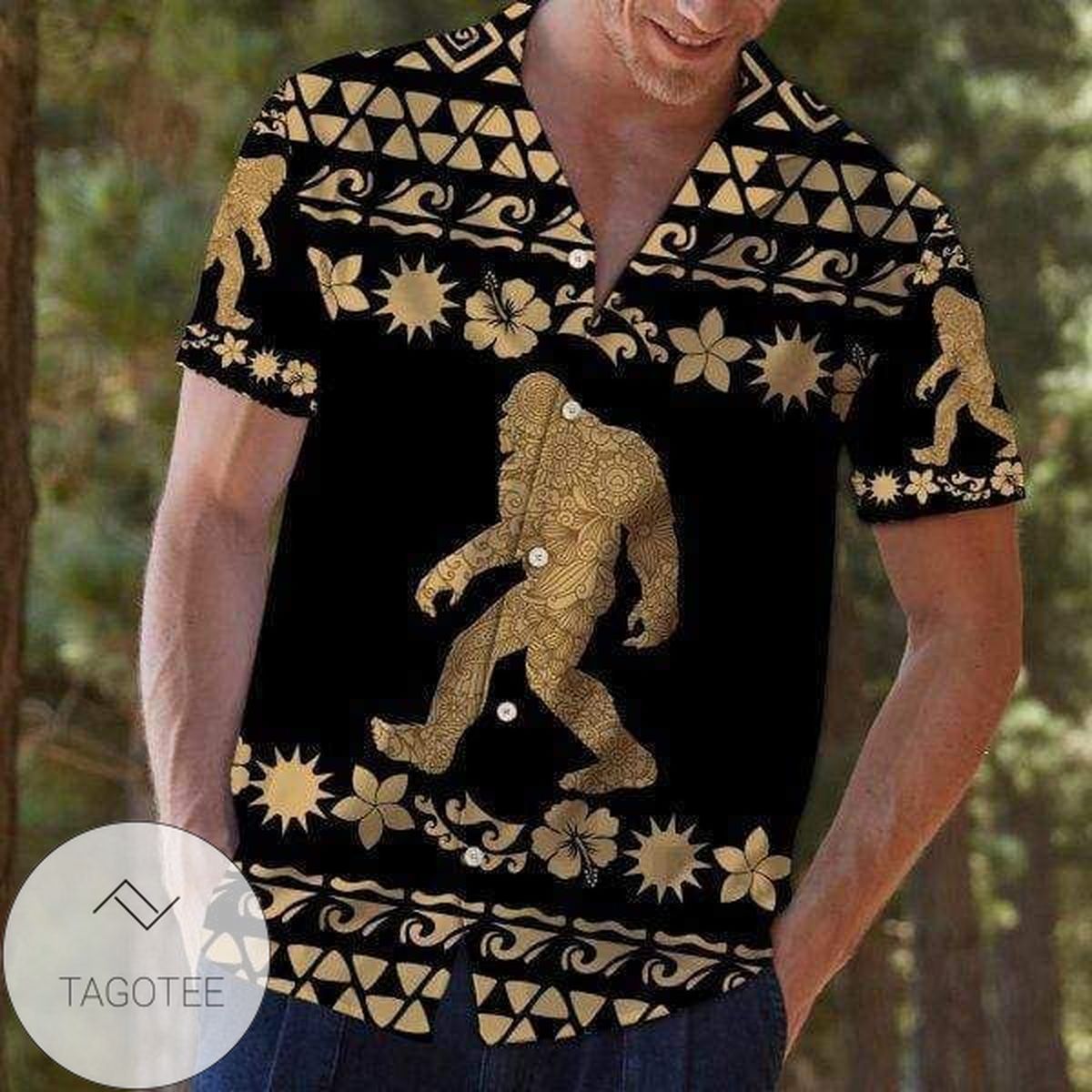 Buy Bigfoot Drinking Beer Summer Vibe Tropical 2022 Authentic Hawaiian Shirts