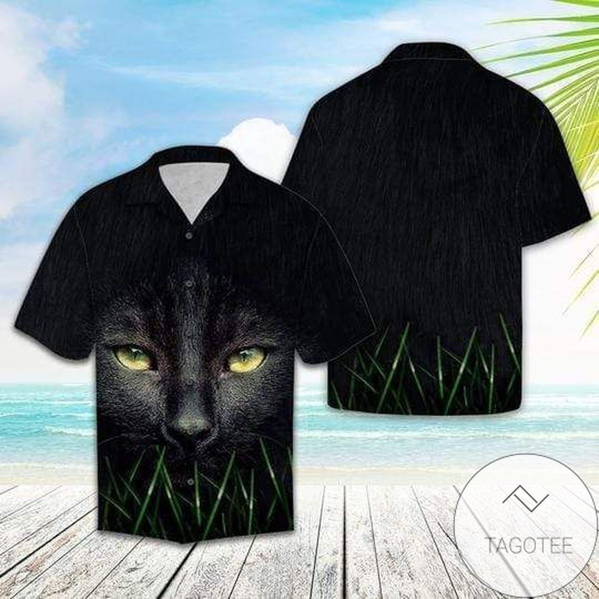 Buy Black Cat Tropical Hawaiian Shirt