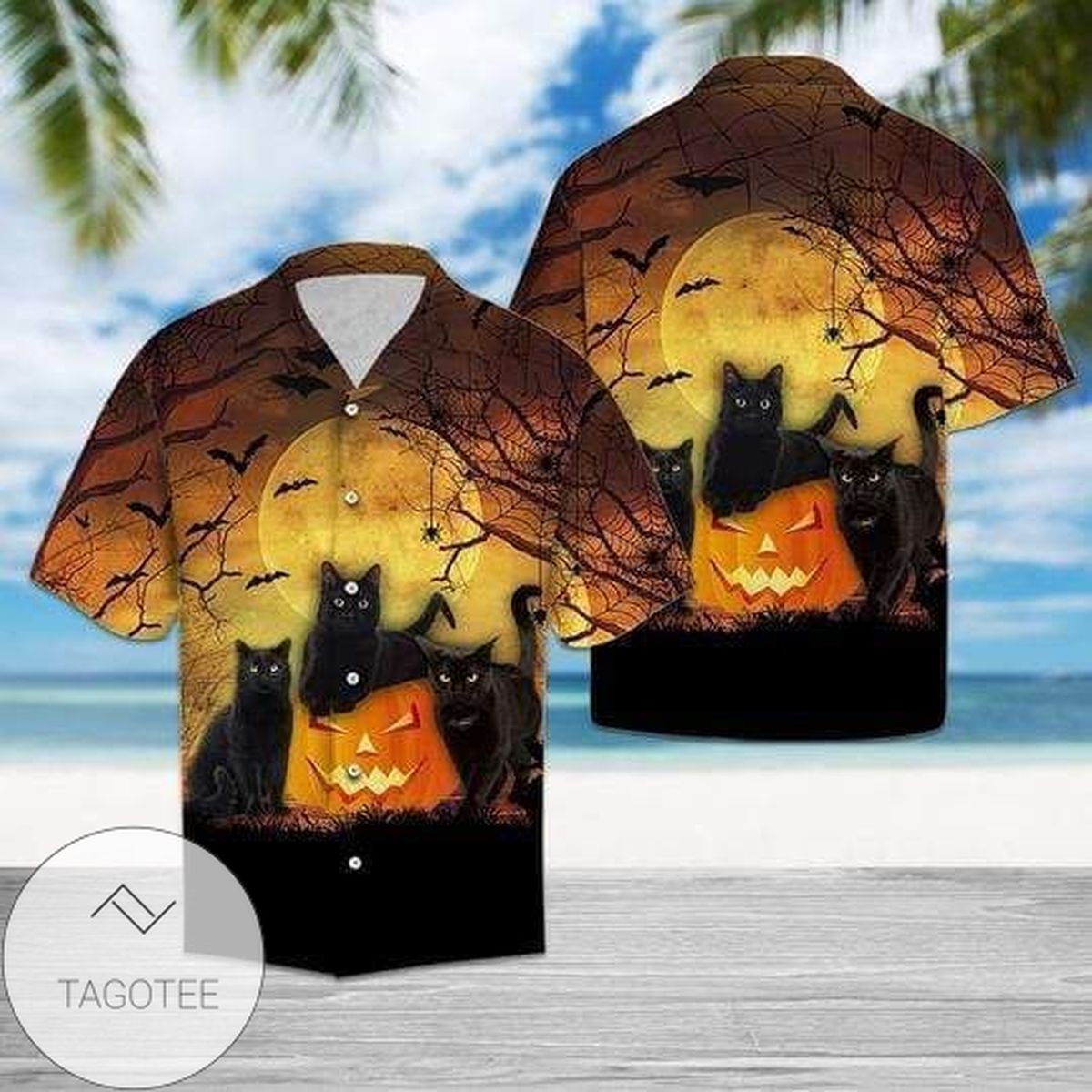 Buy Black Cat Tropical Hawaiian Shirt