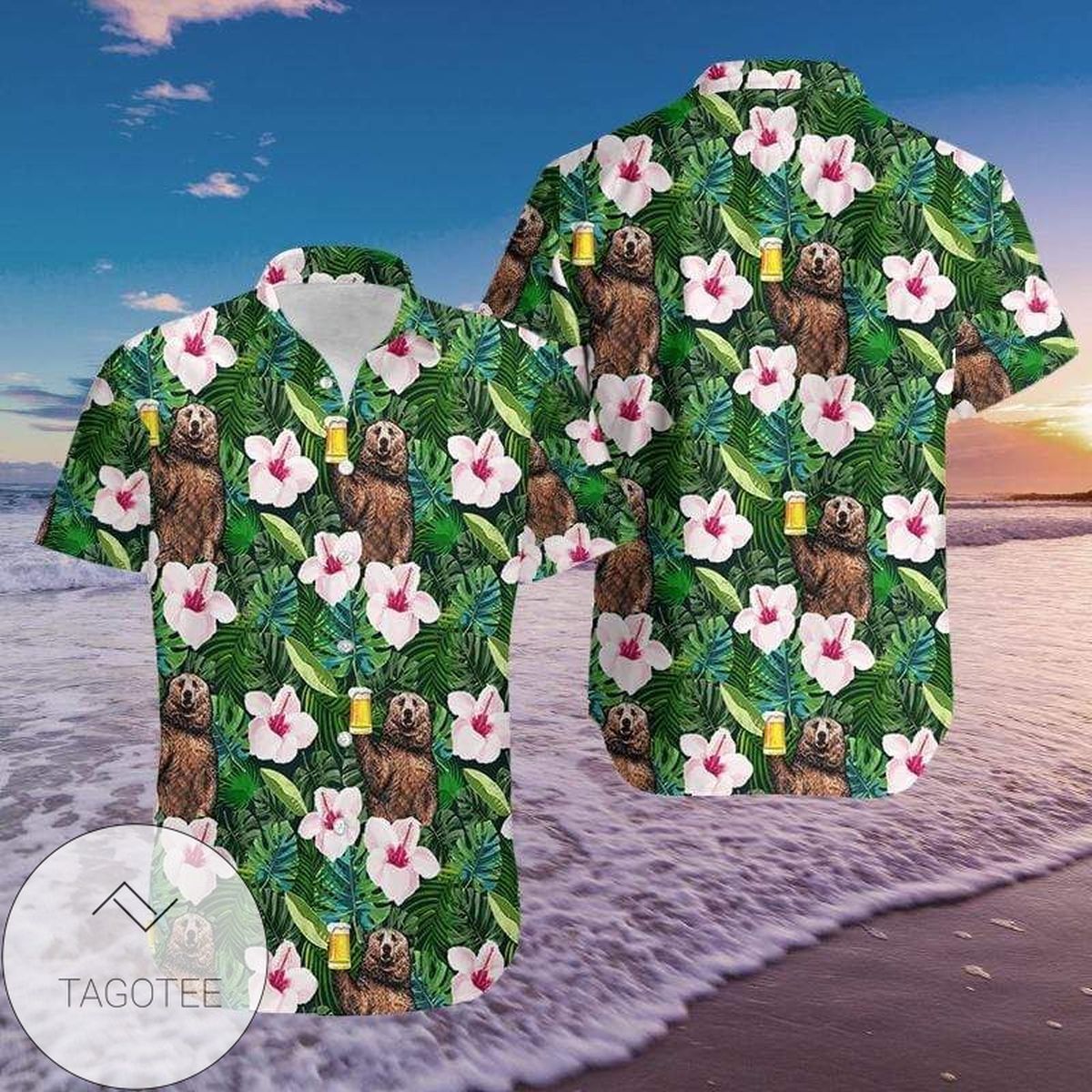 Buy Camping Car With Dog On The Beach 2022 Authentic Hawaiian Shirts