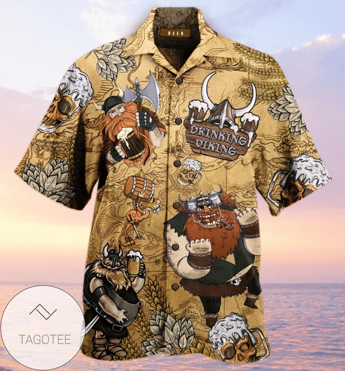 Buy Drinking Beer Viking Authentic Hawaiian Shirt 2022