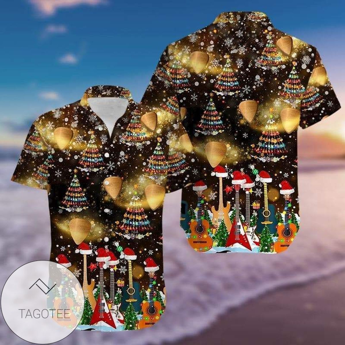 Buy Hawaiian Aloha Shirts Guitar Christmas Tree H