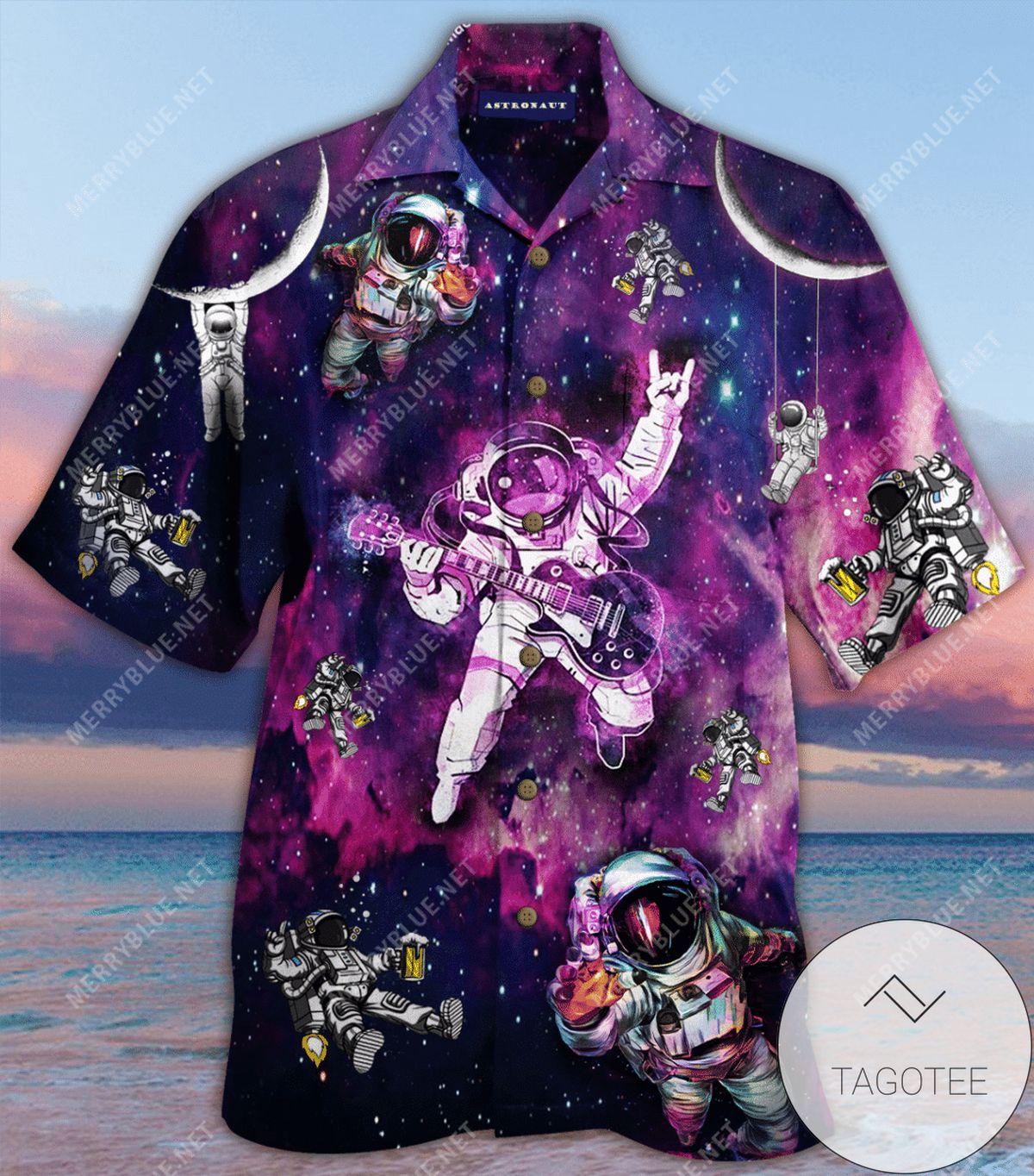 Buy Lets Rock Astronaut Unisex 2022 Authentic Hawaiian Aloha Shirts Hl