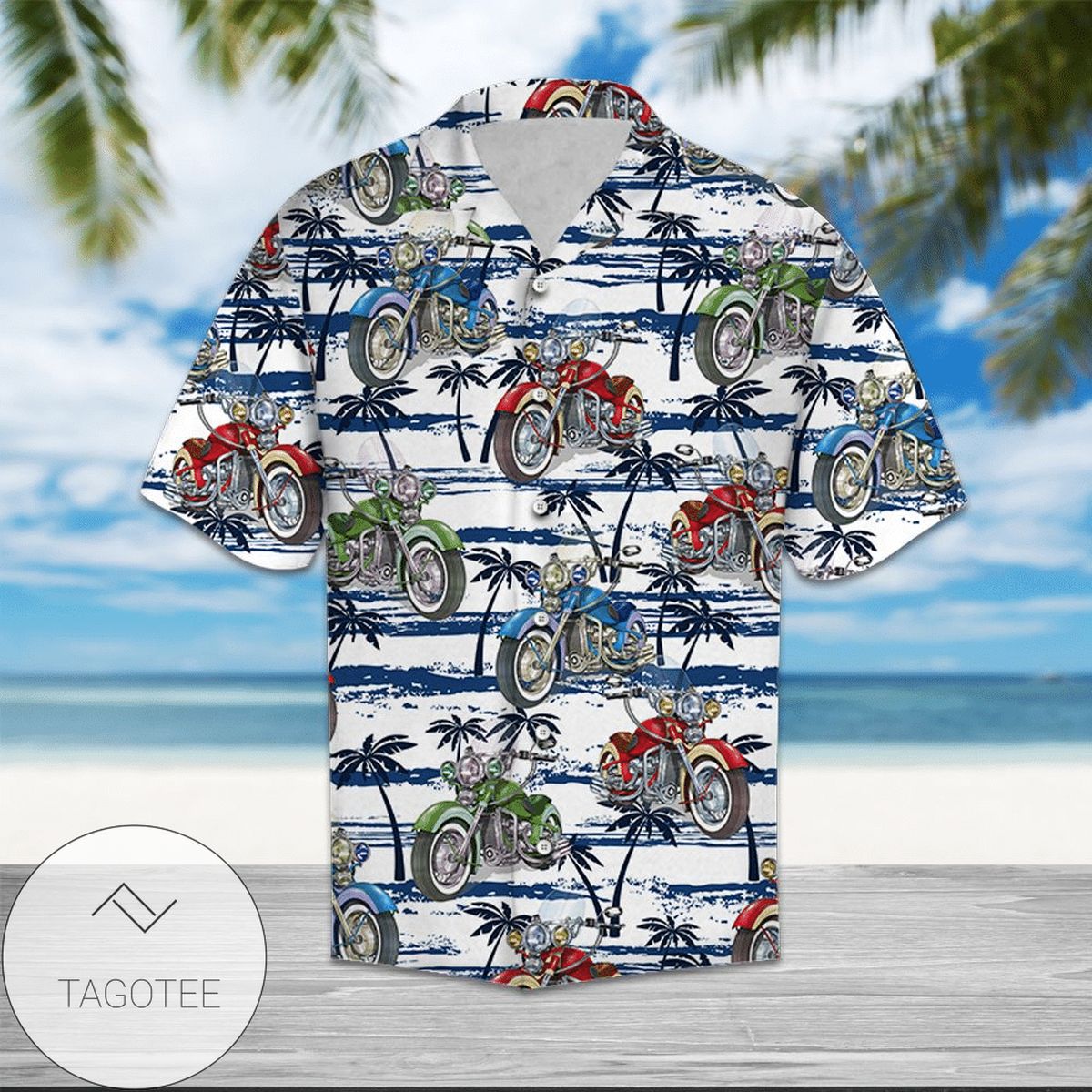 Buy Motorbike Palm Tree Authentic Hawaiian Shirt 2022