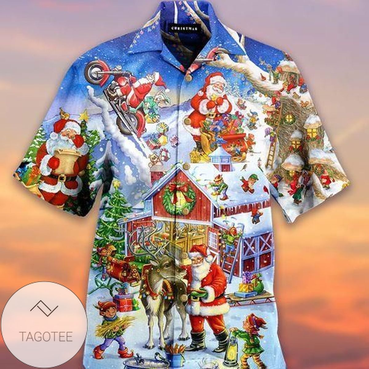 Buy Santa Claus Coconut Tree Christmas Hawaiian Aloha Shirts