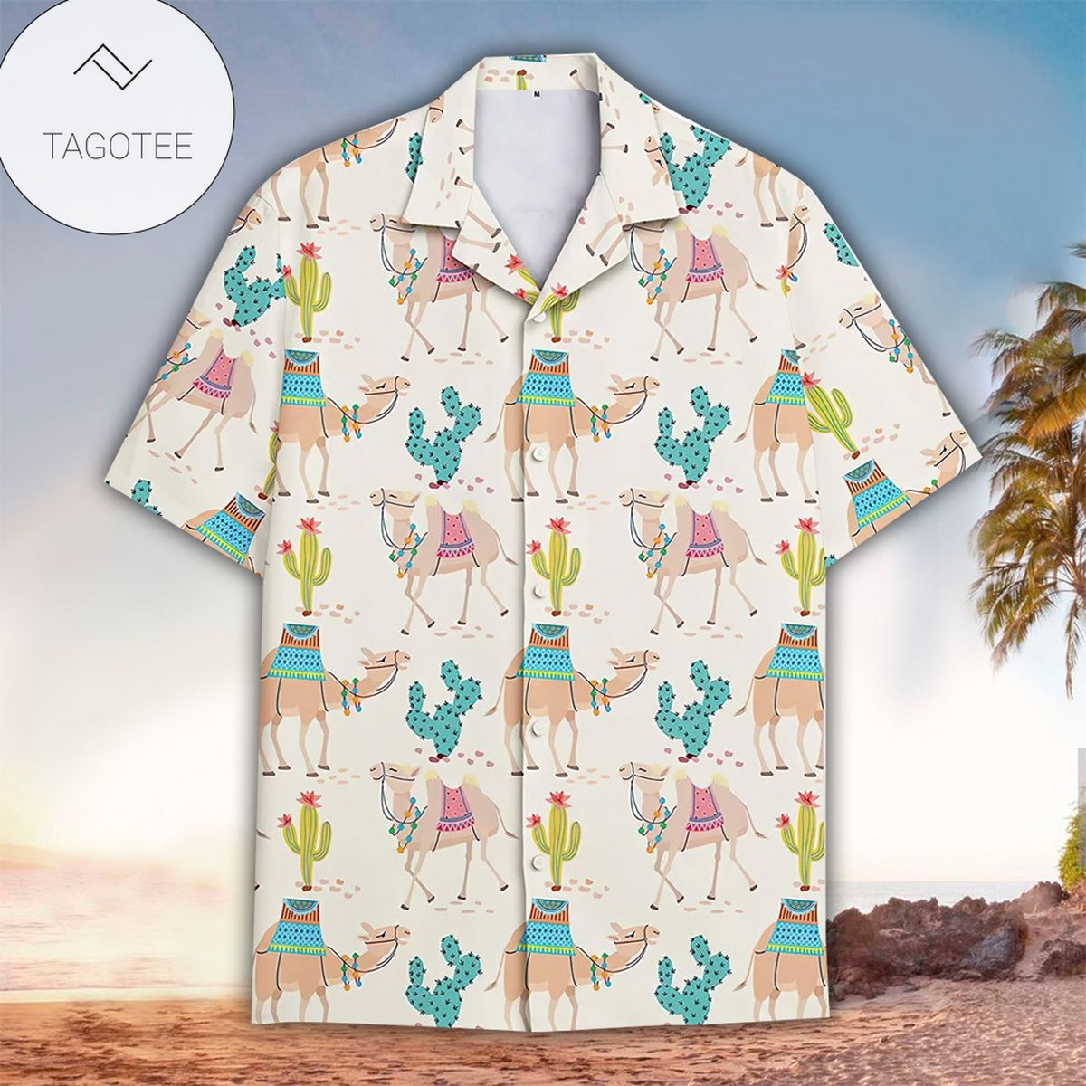 Cactus With Skull For men And Women Graphic Print Short Sleeve Hawaiian Casual Shirt