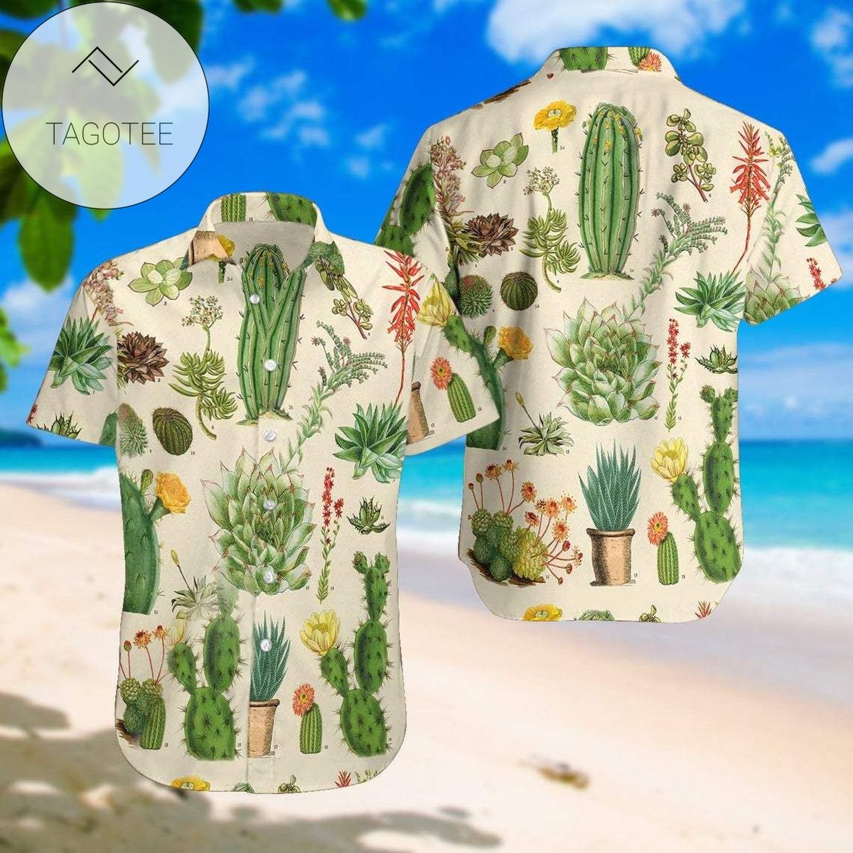 Cactus With Skull For men And Women Graphic Print Short Sleeve Hawaiian Casual Shirt