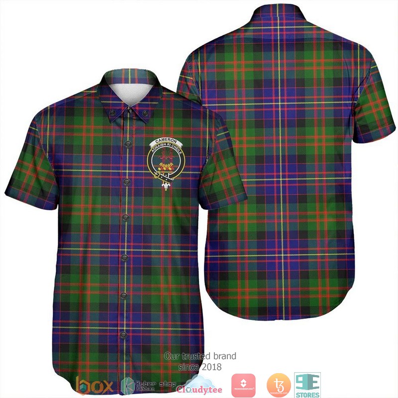 Cameron of Erracht Ancient Tartan Crest Short Sleeve Hawaiian Shirt