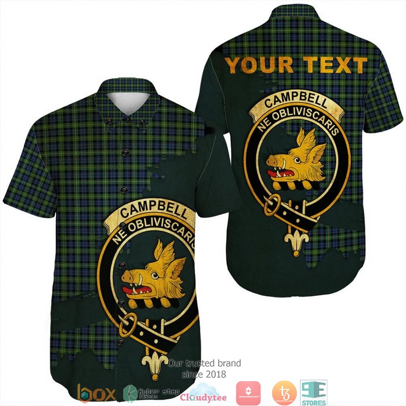 Campbell Ancient 02 Tartan Crest Personalized Short Sleeve Hawaiian Shirt