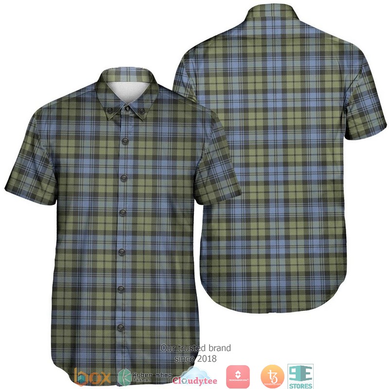 Campbell Faded Tartan Crest Short Sleeve Hawaiian Shirt