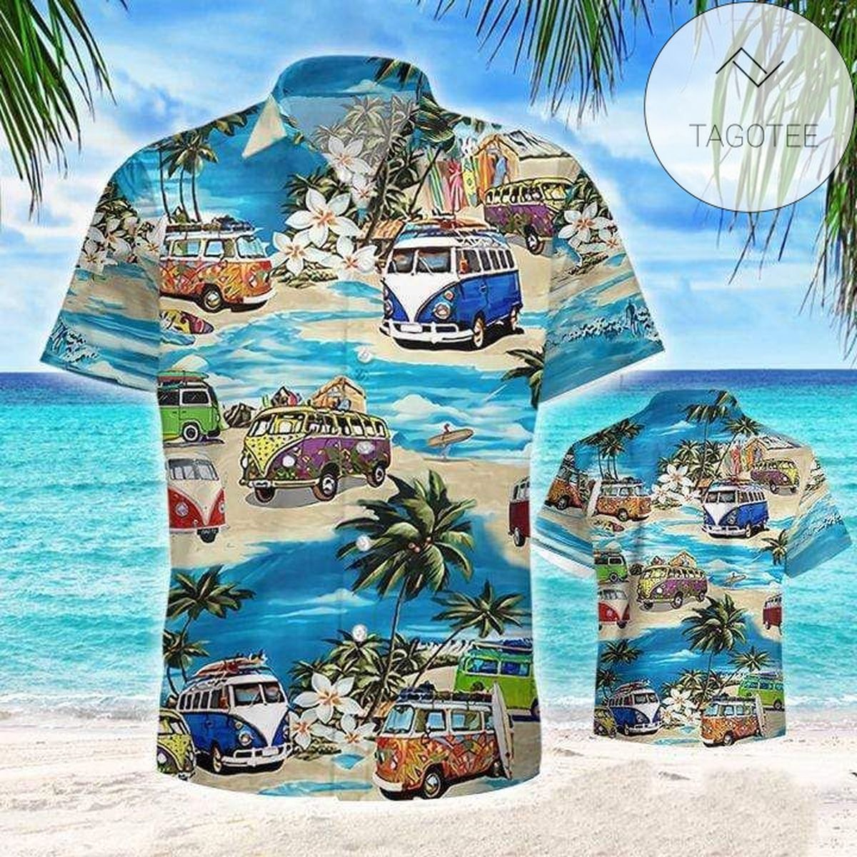 Camping Car Black Hawaiian Aloha Shirts