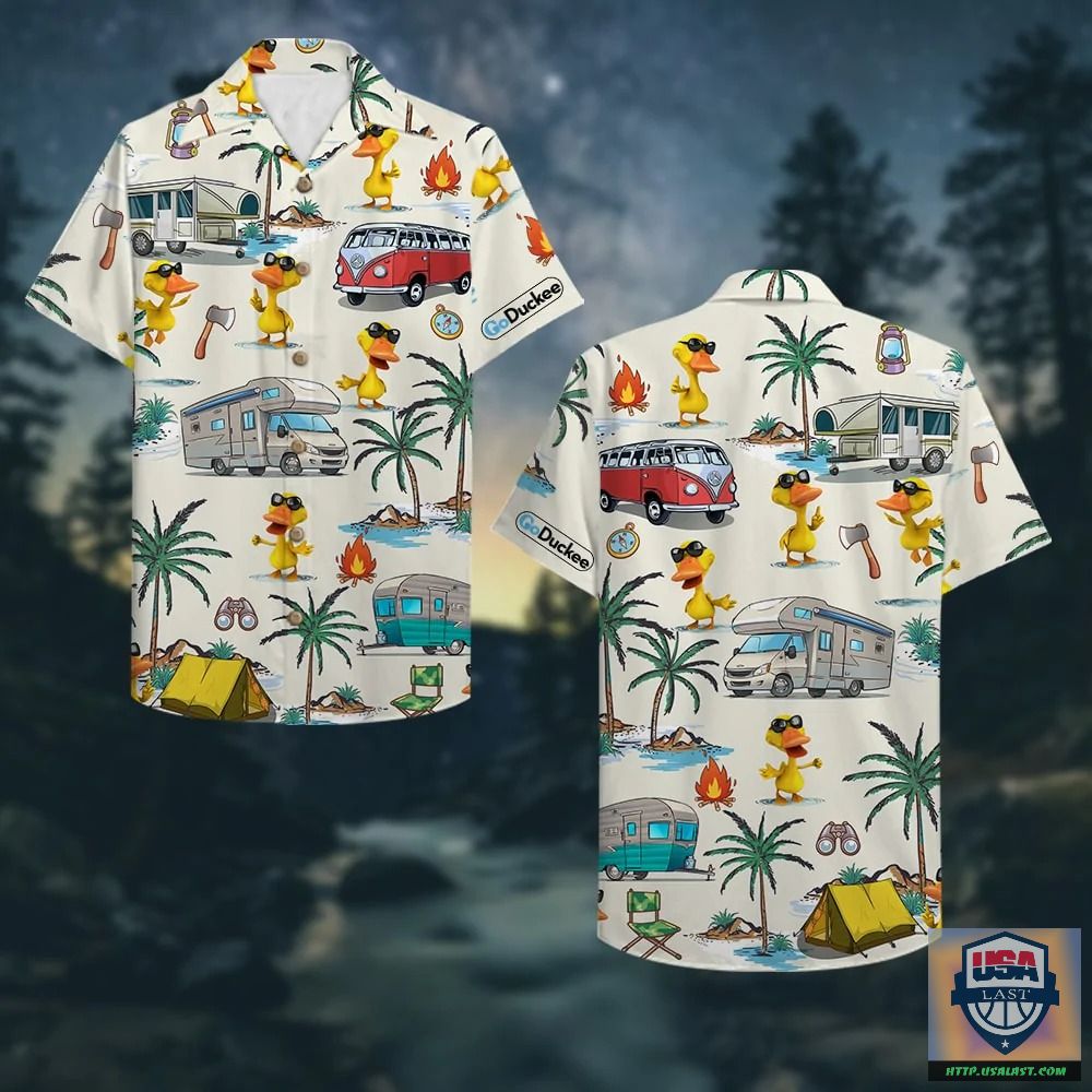 Camping Bear With Beer Hawaiian Shirt