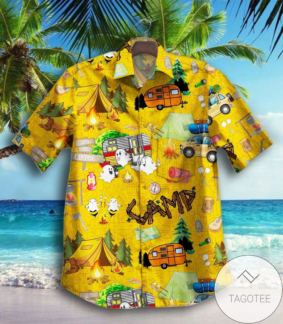 Camping Pattern Short Sleeve Hawaiian Shirt