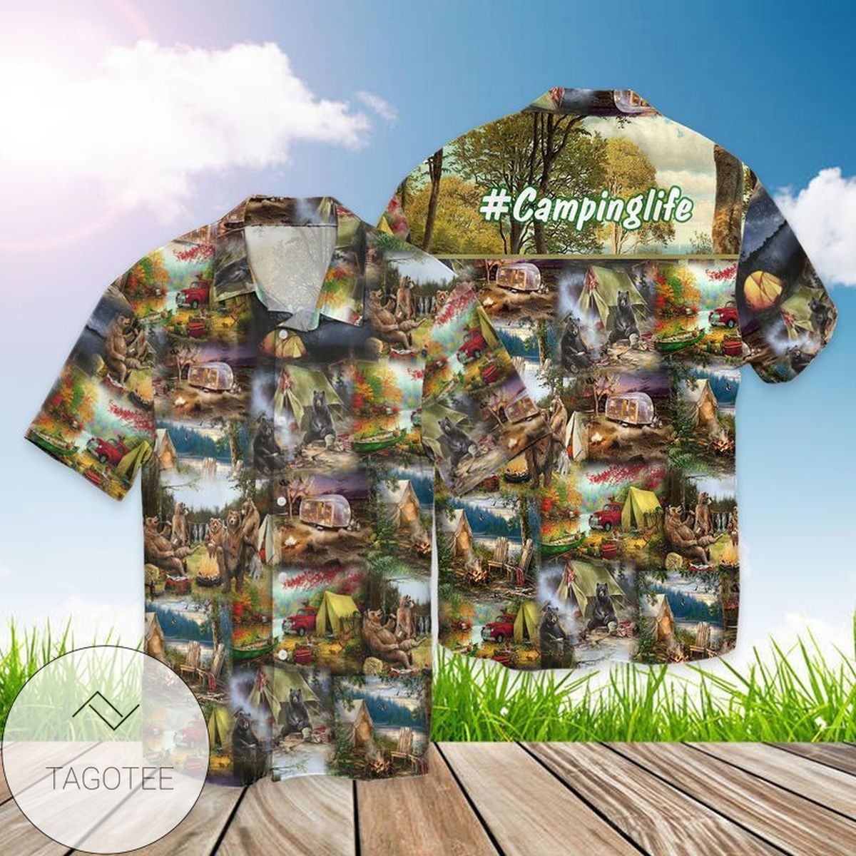 Camper Van On The Beach Hawaiian Shirts