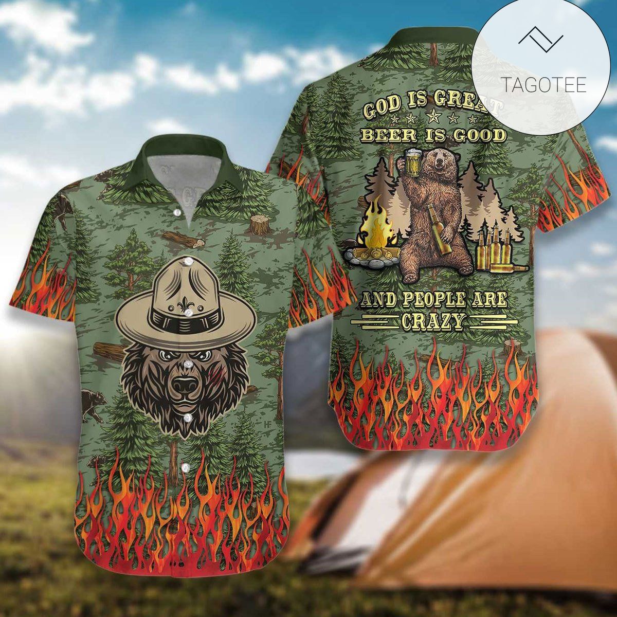 Camping Summer Wu Tang Print Short Sleeve Hawaiian Casual Shirt