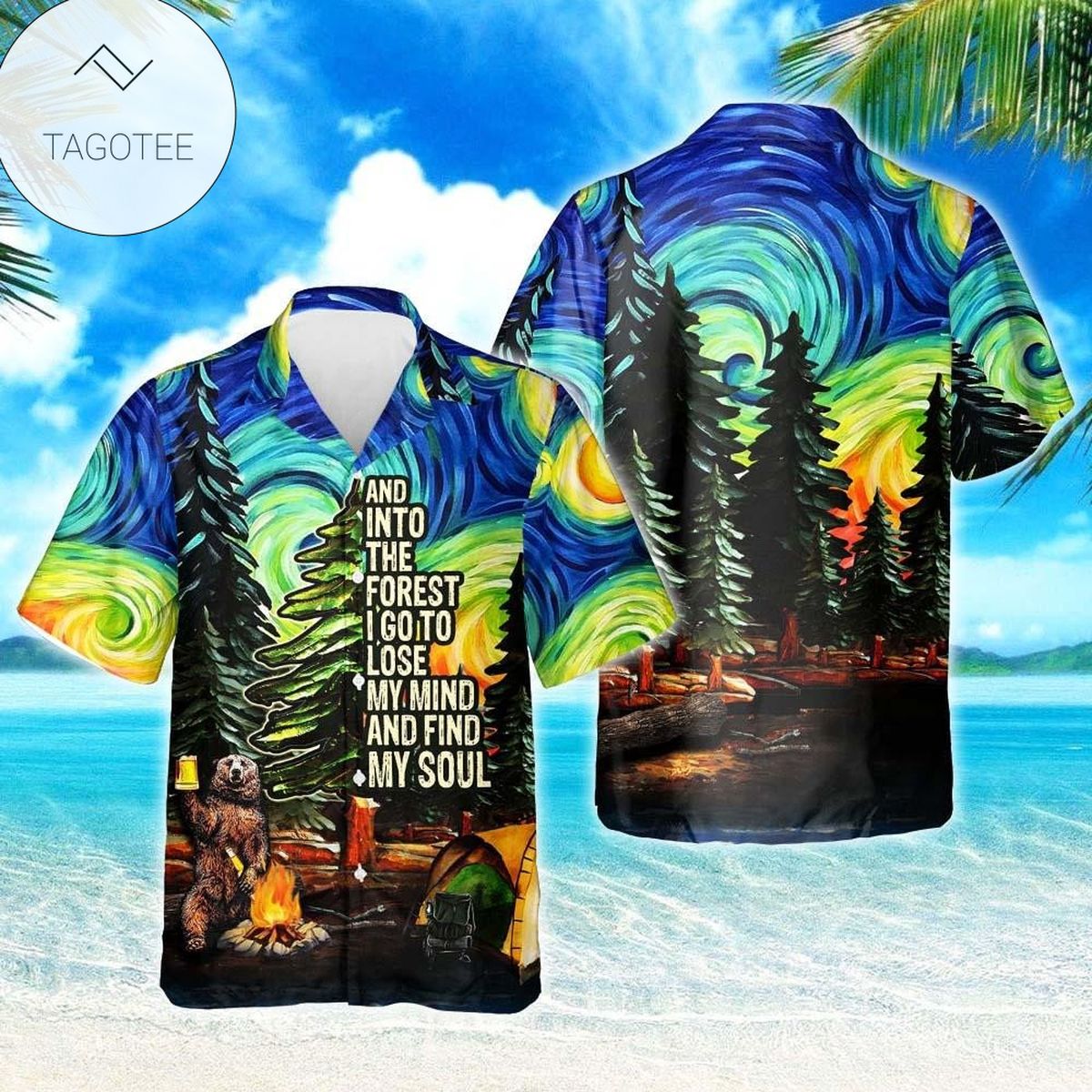 Camping Sheriff Bear Drink Beer Hawaiian Shirt