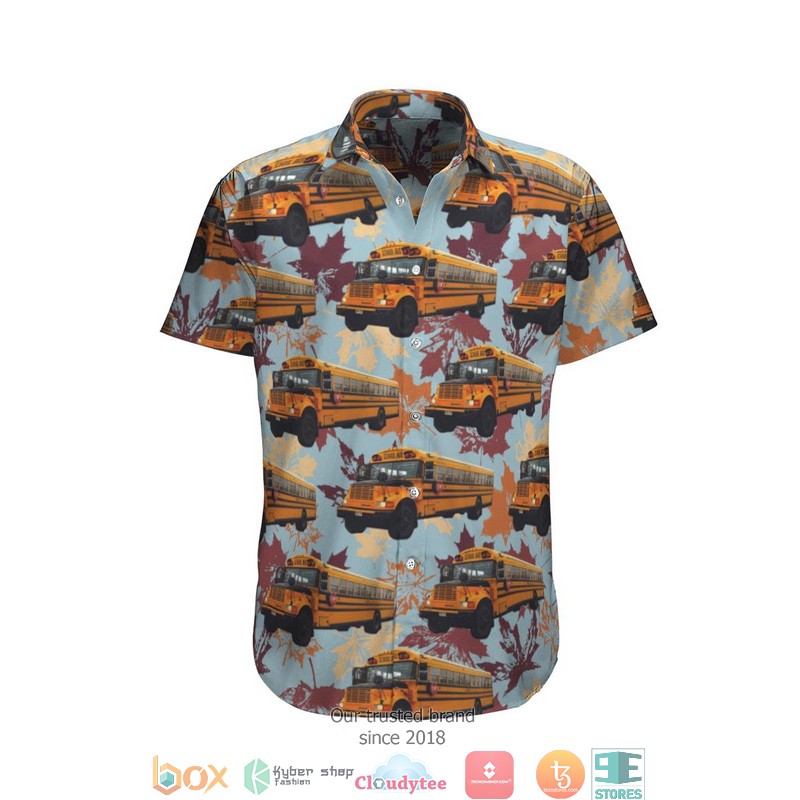 Canadian School Bus Dark Blue Hawaiian Shirt