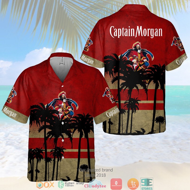 Captain Morgan palm tree Hawaiian shirt