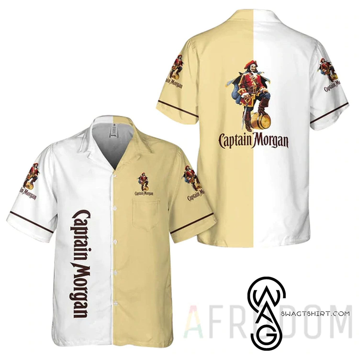 Captain Morgan Rum Tropical Coconut Trees Summer Vibes Hawaiian Shirt