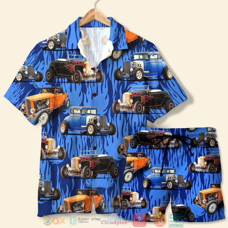 Car Racing Cutaway race track background Hawaiian Shirt, Short