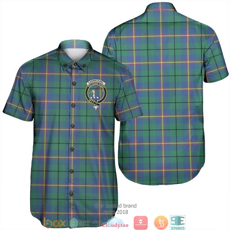 Carmichael Modern Tartan Crest Short Sleeve Hawaiian Shirt