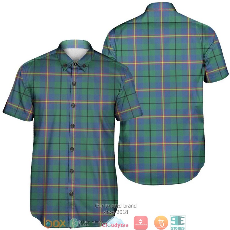 Carmichael Modern Tartan Crest Personalized Short Sleeve Hawaiian Shirt