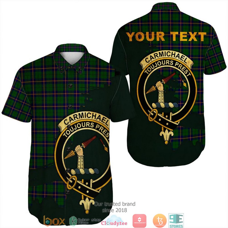 Carmichael Ancient Tartan Crest Short Sleeve Hawaiian Shirt